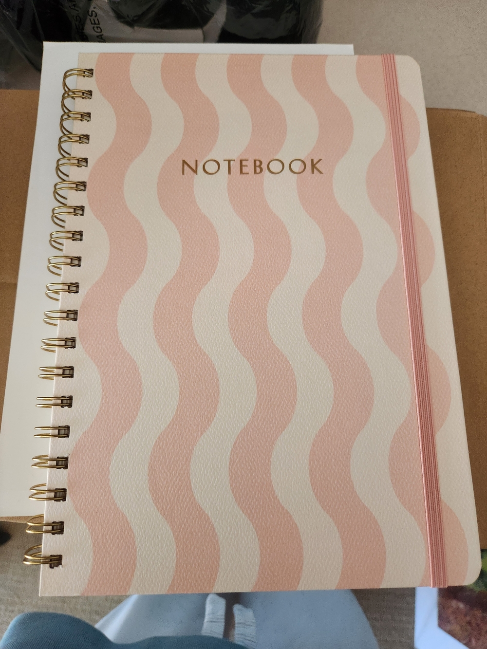 Threshold Pink & White Wavy Spiral Notebook with Gold Accents
